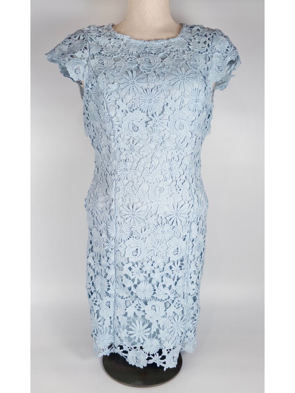 Lulus Romance Language Blue Floral Crochet Lace Mini Dress Backless Size Small